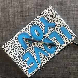 Blue and White Leopard Print Clutch